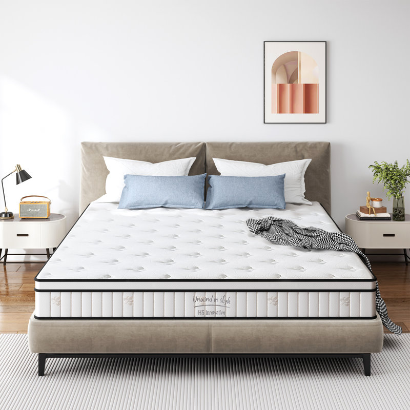 Matelas hybride en mousse viscoélastique avec ressorts ensachés Grivon, Lit simple, 8"