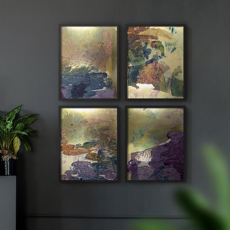 «Monet's Landscape I», ensemble de 4 encadrées, H 10 po x l 32 po, Noir