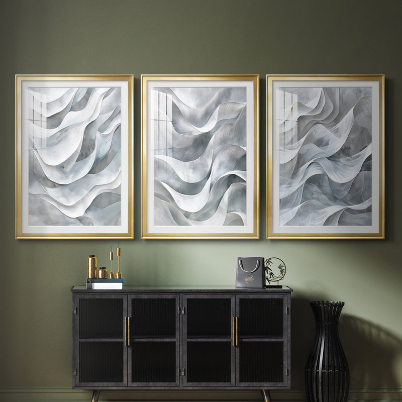 ABSTRACT Series CDLV  -Custom Framed  Premium Print W Matt - 3 Pieces, 21" H x 30" W