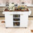 Fluted Kitchen Island Cart with Drop Leaf, Built-In Charging Station, Adjustable Shelves and Ample Storage-864124576