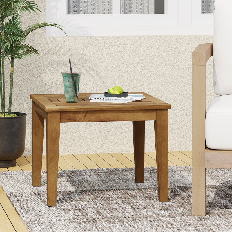 Table d'appoint d'extérieur en bois d'acacia
