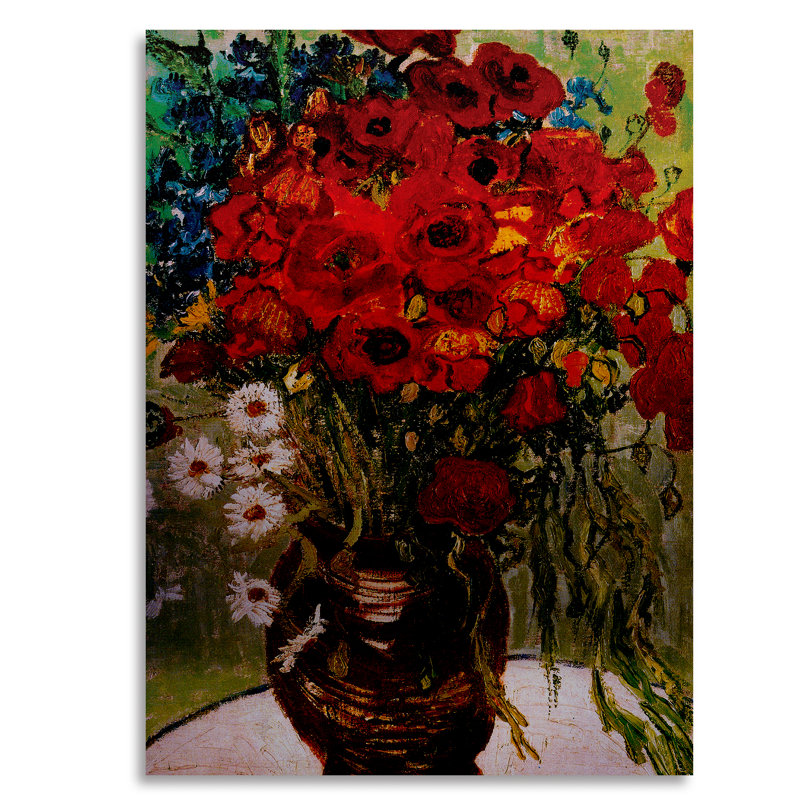 Vincent Van Gogh Daisies & Poppies Floating Brushed Aluminum Art