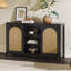 Buffet transitionnel 58 po à 2 portes avec panneaux en rotin arqué-2114439359