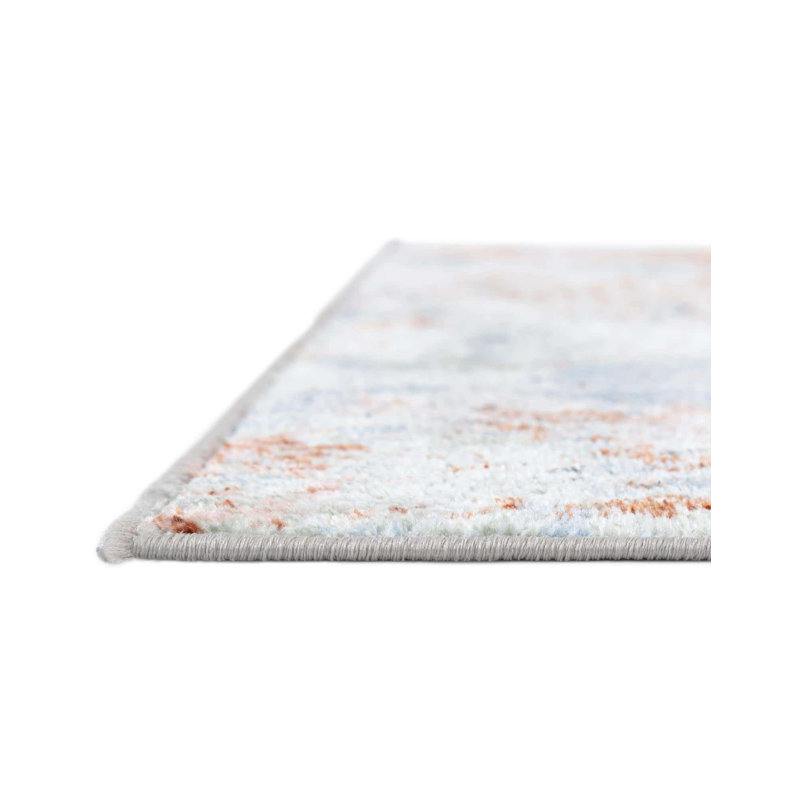 Tapis en polyester tissé à la machine abstrait bleu / blanc / rouge Hankinson, Rectangle 2 pi x 3 pi 1 po