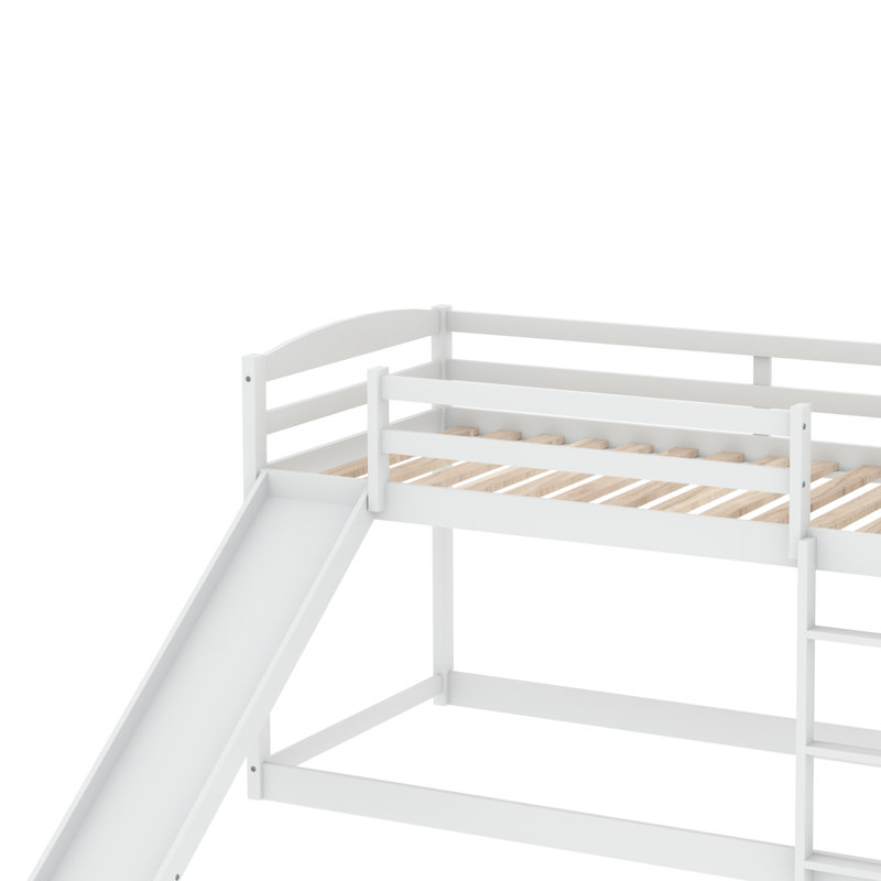 Bunk Bed with Convertible Slide and Ladder, White