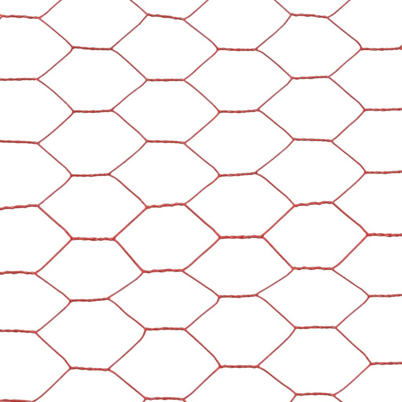 Chicken Wire Fence with PVC Coating, Red, 1.2m H x 25m L