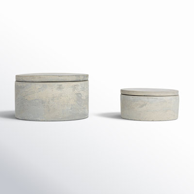 Round Decorative Cement Storage with Lids