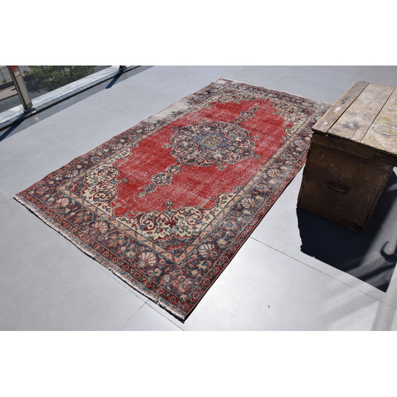 Tapis oriental turc classique fait à la main - Tapis en laine rouge vif pour les salons et les espaces de vie