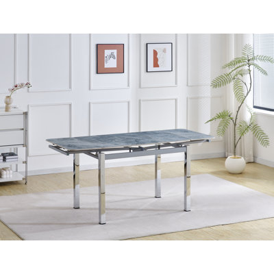Stone Top Metal Base Dining Table