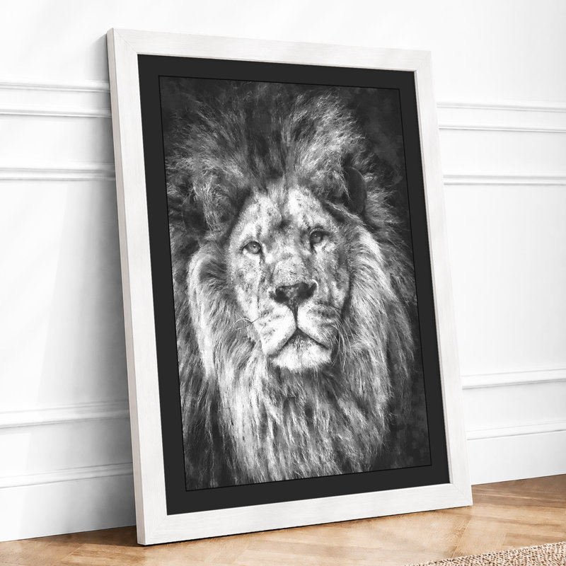 Lion's Gaze Minimalist - Print, A1 - 84.1 x 59.4 cm, White