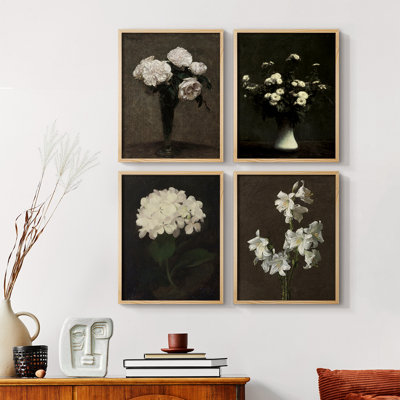 «Vintage Floral Print», impression encadrée CCXCI - ensemble de 4