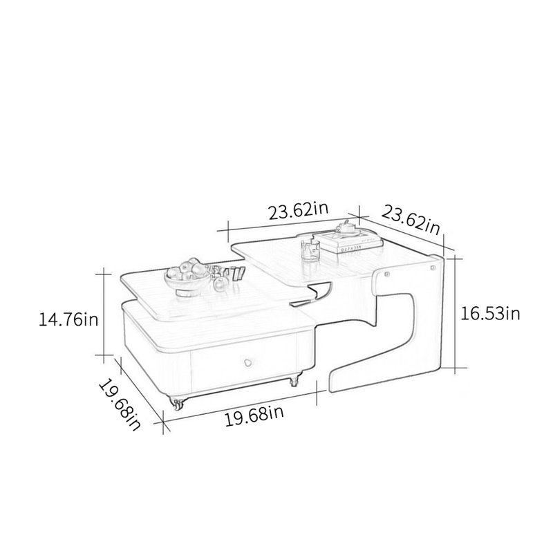 Table basse de couleur contrastante, H 16,53 po x L 23,62 po x l 23,62 po, Crème, crème