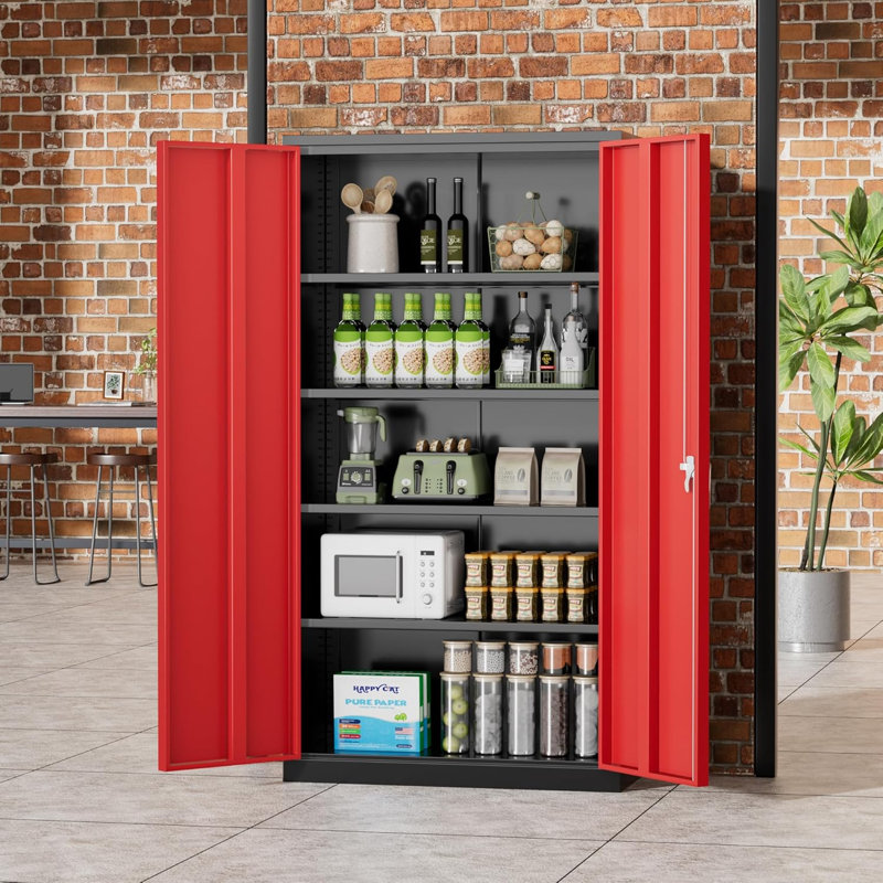 Achyut Garage Storage Cabinets ( 72'' H x 36'' W x 18'' D ), Metal Tool Cabinet with 4 Adjustable Shelves and Lockable doors