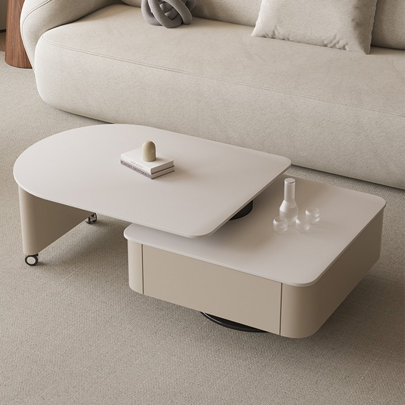 Table à thé multifonctionnelle de qualité crème, H 16,93 po x L 70,87 po x l 27,56 po