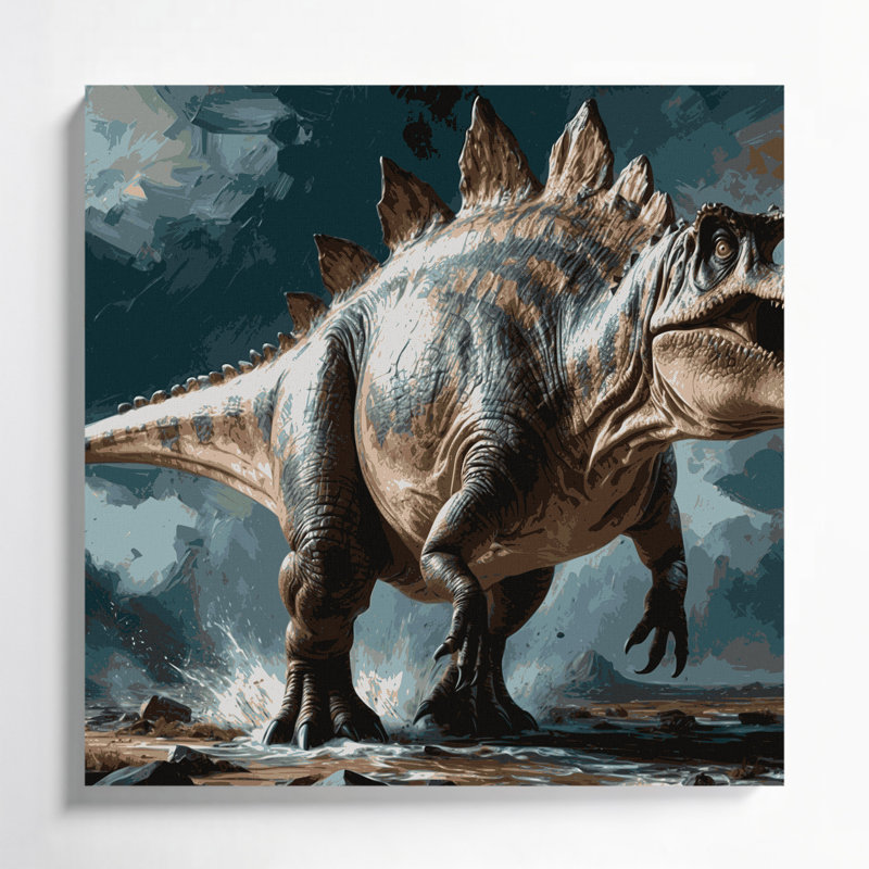 «Dinosaur Spinosaurus», art mural sur toile noire, H 32 po x l 32 po