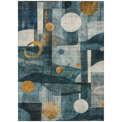 Aza Teal Washable Indoor-Outdoor Rug - 