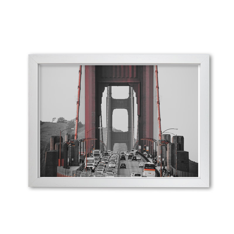 Golden Gate Bridge - Print, 42 cm H x 30 cm W x 5 cm D, White Grain Frame