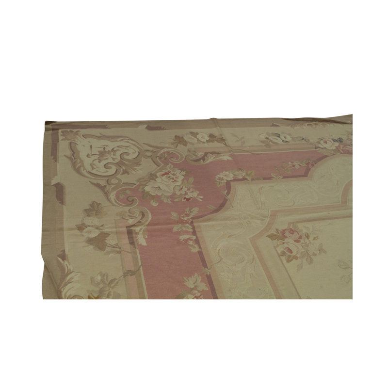 Hand-Knotted High-Quality Rose and Beige Area Rug