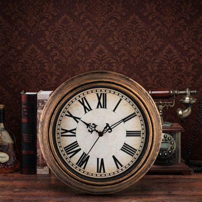 Retro Wall Clock,Classic Silent Vintage Wall Clocks,(Gold)