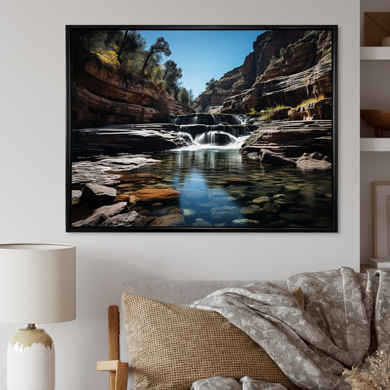 Canyon - cascades éphémères - impression, Cadre photo argenté, H 24 po x l 32 po x P 1 po
