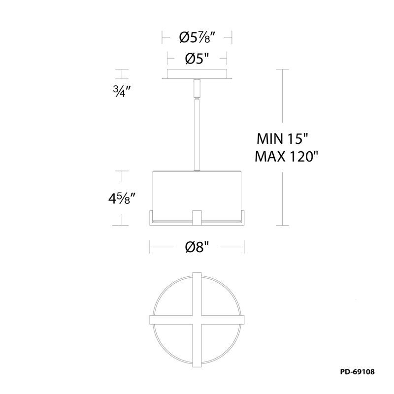 Laurel 1 - Light LED Pendant, Black