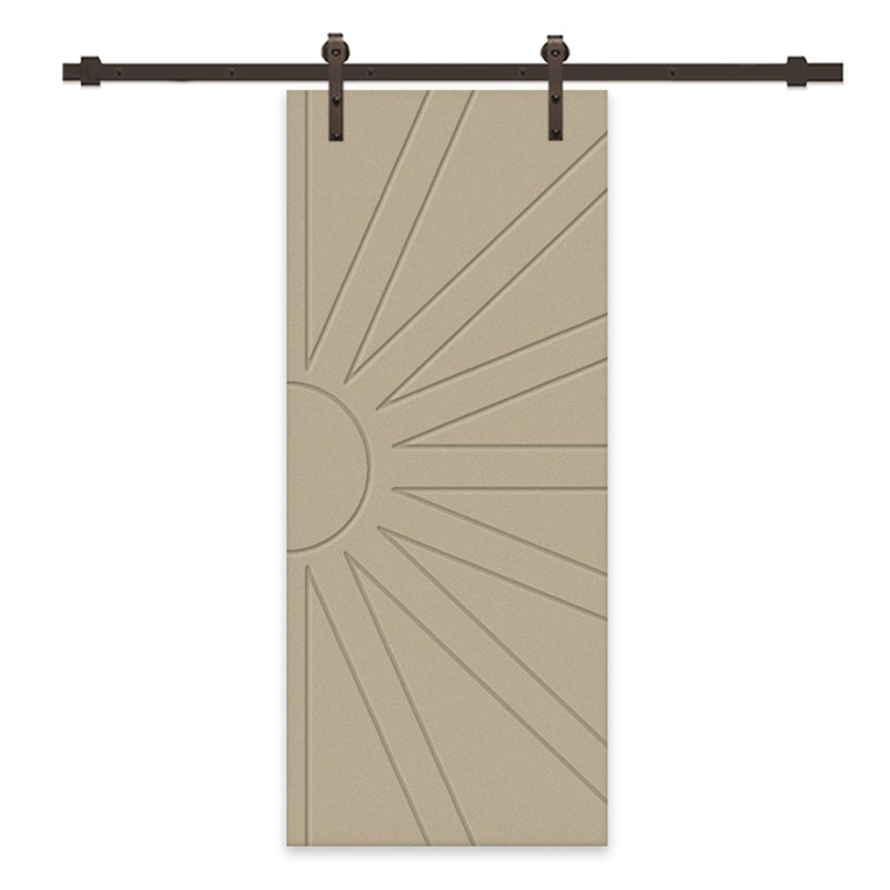 Porte de grange à panneaux et en bois avec quincaillerie d'installation, 24 po x 80 po, Sans finition, Café noir