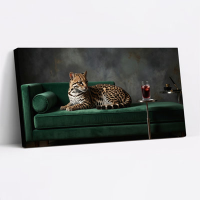 Leopard Sofa Canvas Wall Art Oil Painting Print Set Of 1