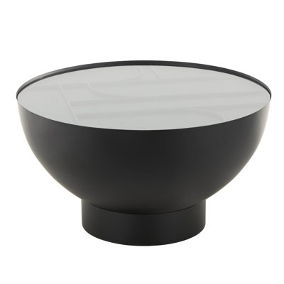 Cole And Grey Metal Geometric Living Room Coffee Table With Glass Tabletop And Elevated Base