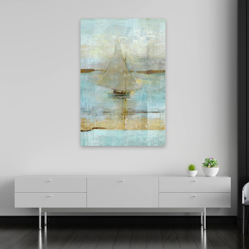 Voile au crépuscule - art de voiliers de bateaux côtiers, H 60 po x l 40 po
