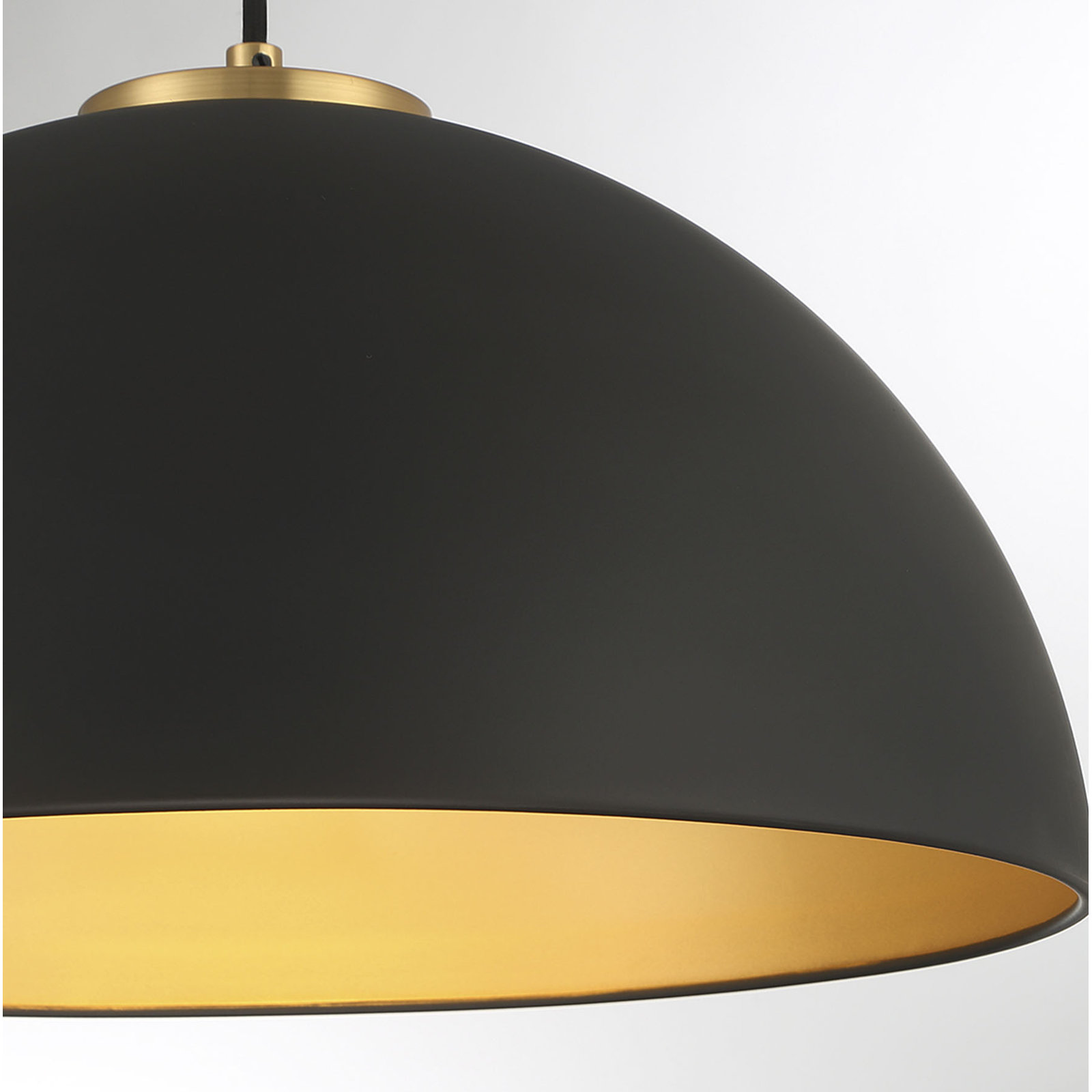 Darrah Single Light Semi Flush Mount, Matte Black with Natural Brass