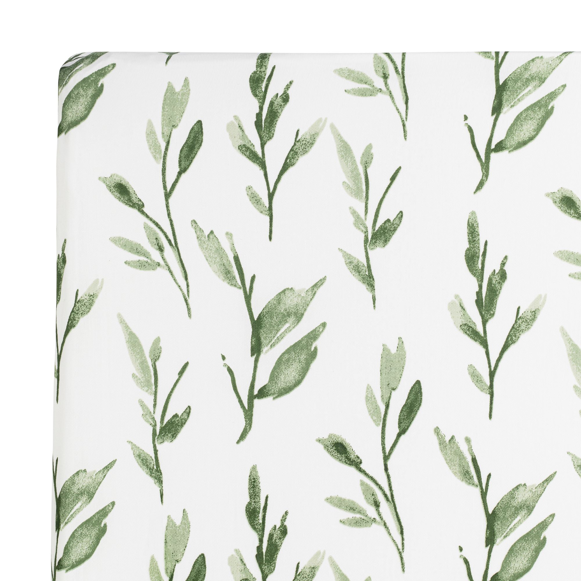 Leafy Floral 100% Cotton Crib Sheet, Soft and Durable, Crane Baby