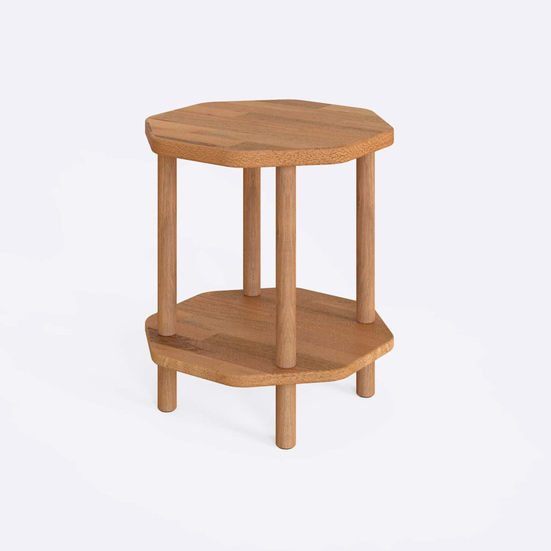 Columbia Octagon Coffee Table, Solid Beech Wood Accent Table for Living Room and Lounge, 17.4'' H x 15'' L x 15'' W