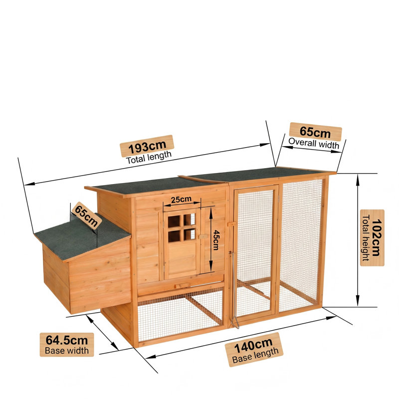 Très grand poulailler en bois, unité extérieure stable facile à assembler, avec plateau de nettoyage intérieur et toit imperméable