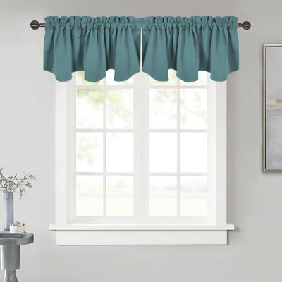 Cantonnière thermique obscurcissante - court rideau 52 po x 18 po pour cantonnière festonnée pour salon, chambre d'enfant, dortoir, chambre de bébé, cuisine, fenêtre à arc (panneau simple)