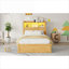 Petite chambre à coucher ou lit plateforme simple en bois massif avec rangement personnalisable et éclairage à DEL intégré, naturel chaleureux