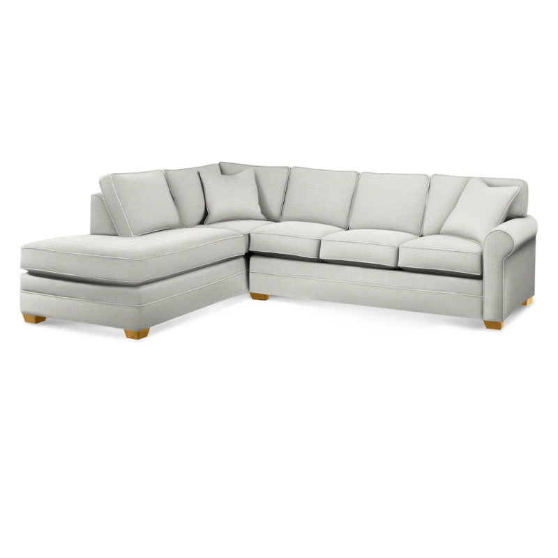 Bedford Upholstered Sectional, Green and Blue Stripe; 0252-54, Left Hand Facing, Honey Finish