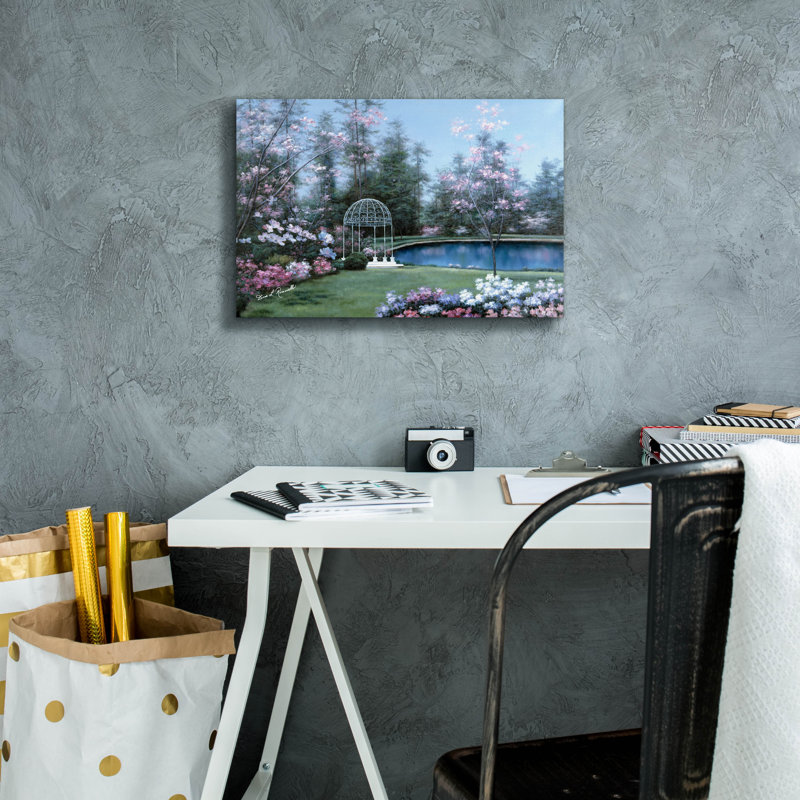 «Lakeside Gazebo» par Diane Romanello, art mural sur toile, H 12 po x l 18 po x P 0,75 po