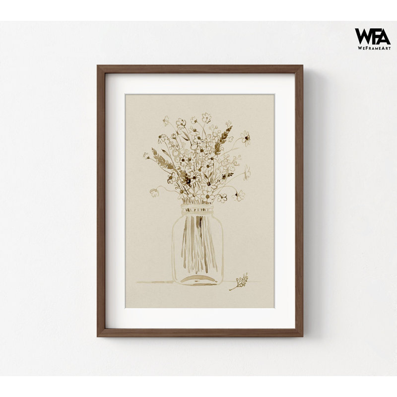Reproduction florale beige, affiche encadrée de fleurs dans un pot, affiche d'art nature, impression de fleur délicate, impression de cadeau de fleuriste, art mural encadré
