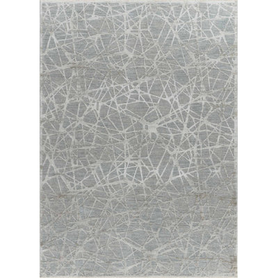 Rug Branch Vetra 8' x 10' (7'9" x 10') Blue/Beige Abstract Web Area Rug, Contemporary, Medium Pile, Stain-Resistant Carpet - Living Room, Bedroom, Dining Room, and Kitchen