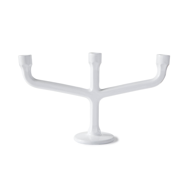 Concrete / Cement Candlestick, White