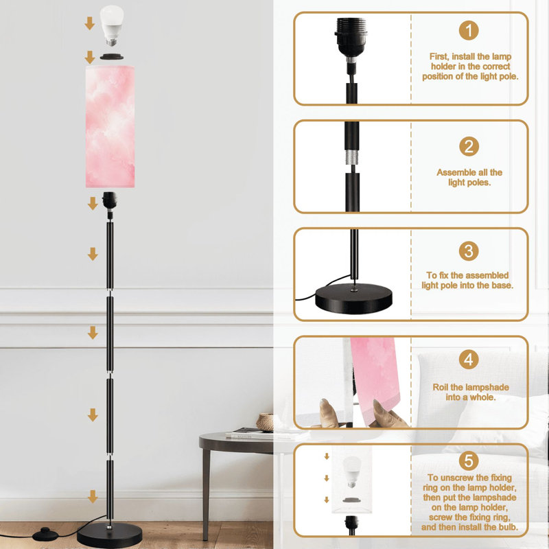 Lampe sur pied Cloud Series Barbe à papa colorée nuages de brouillard doux rose pastel moderne à intensité variable avec télécommande interrupteur au pied abat-jour abat-jour haut lampadaire pour salon chambre bureau
