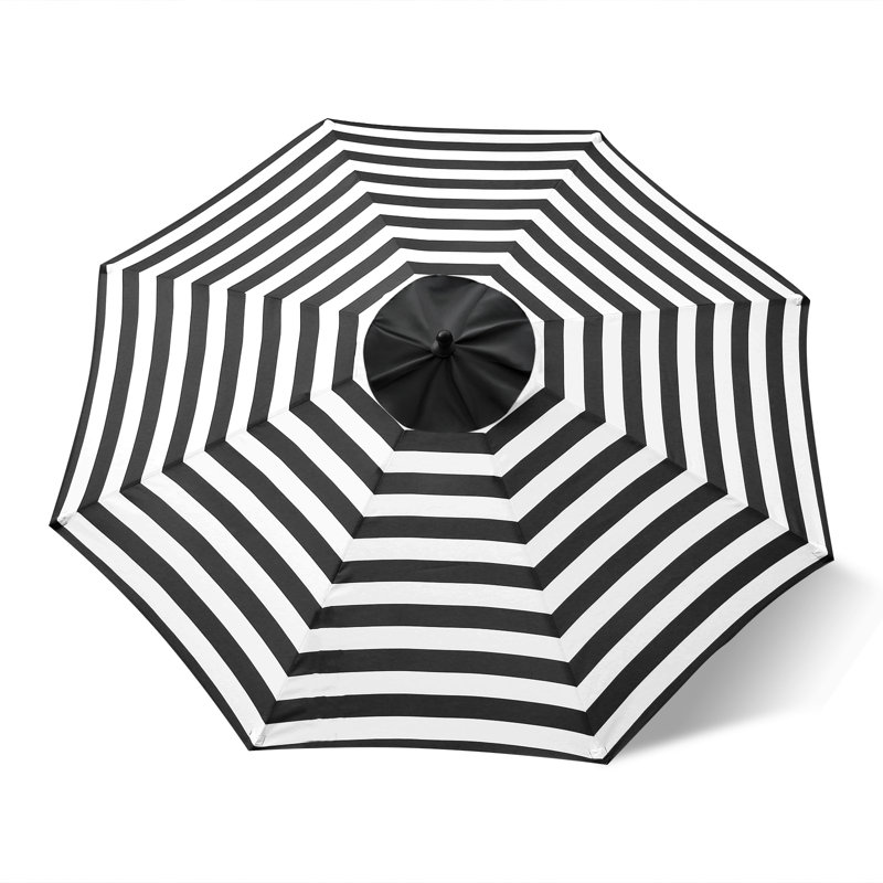 9ft Patio Umbrella Replacement Canopy, Black/White