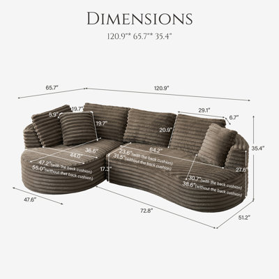 Canapé modulaire incurvé en velours côtelé Compression