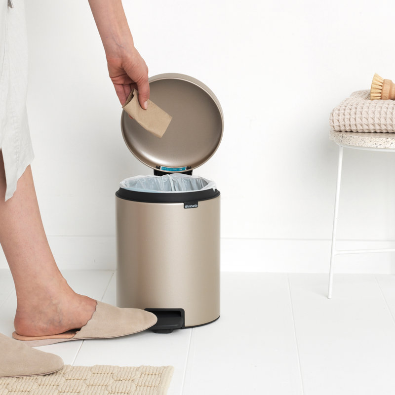Brabantia NewIcon 5L Soft Closing Pedal Bin, Metallic Gold