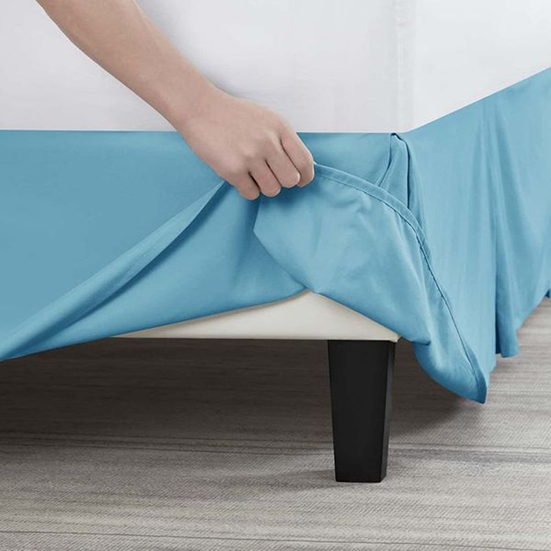 Luxury Pleated 14" Bed Skirt, Beach Blue, Queen