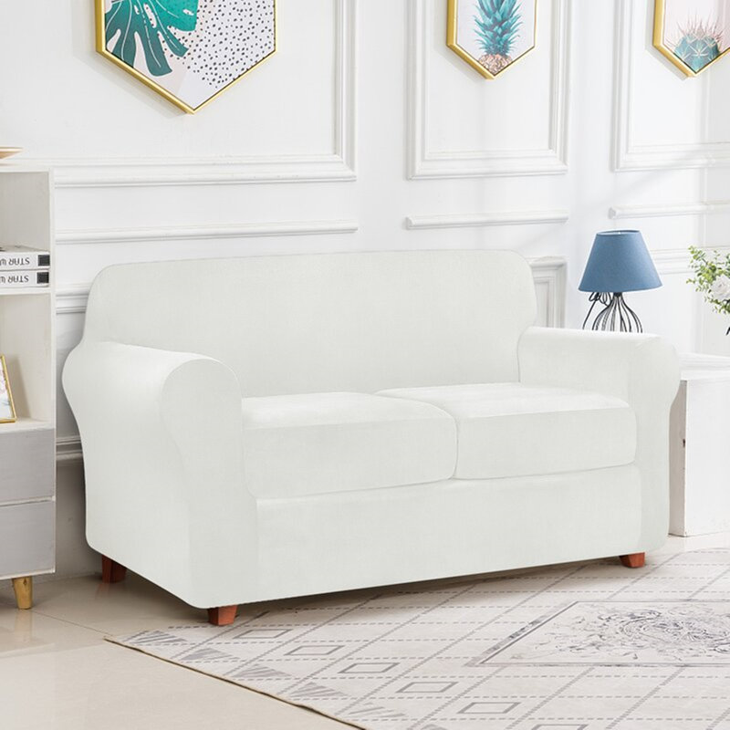 Bronica Box Cushion Loveseat Slipcover, Sand