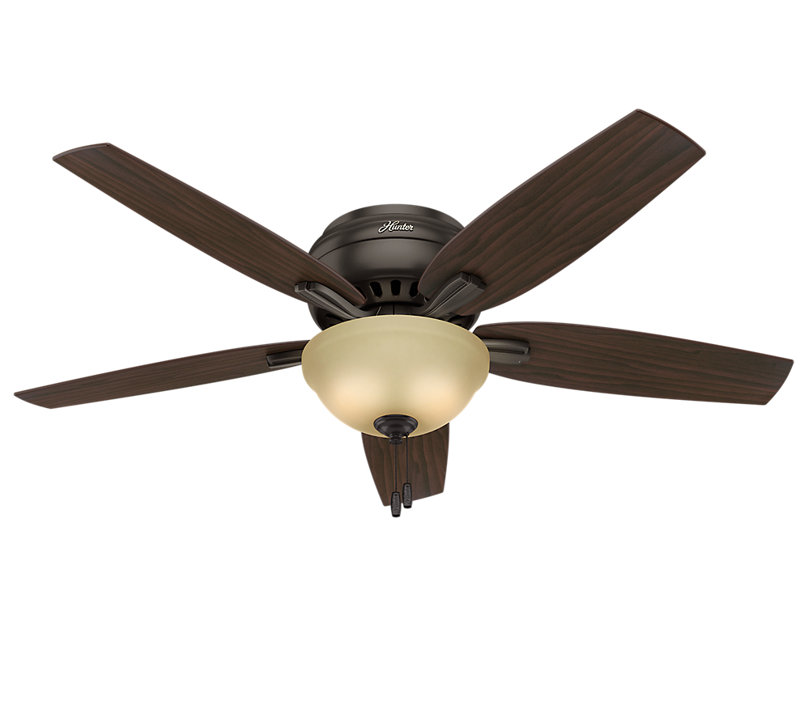Hunter 52 inch Newsome Low Profile Ceiling Fan with LED Light Kit and Pull Chain, Premier Bronze