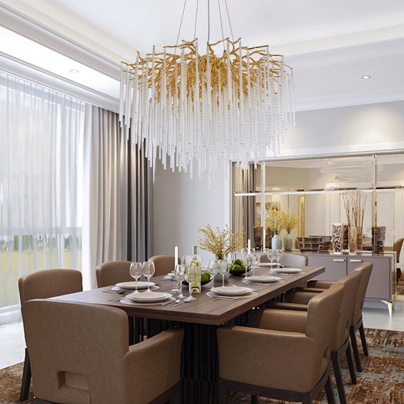 Icicle Modern Crystal Tree Branch Chandelier, Gold, D24", 18.5" H x 24" W x 24" D, Gold