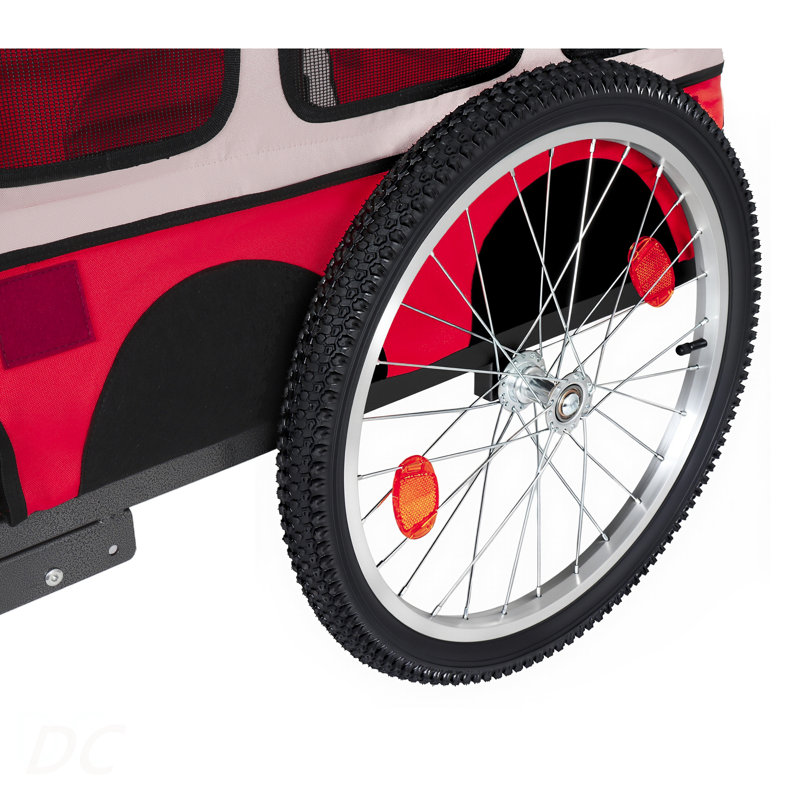 Remorque à vélo pliante robuste pour chiens - Cadre en acier spacieux avec roues tout-terrain de 20 pouces pour le vélo, le jogging et le camping
