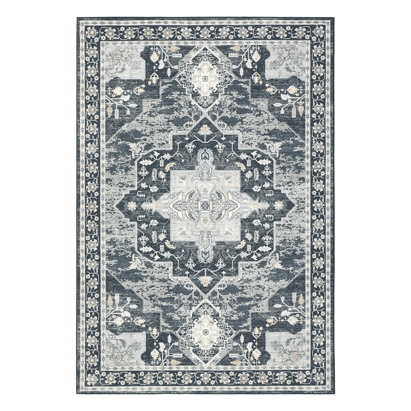Machine Washable Rug for Living Room Vintage Boho Rug Non Slip Soft Non Shedding Throw Rugs Stain Resistant Carpet for Bedroom Office Dining Room Nursery